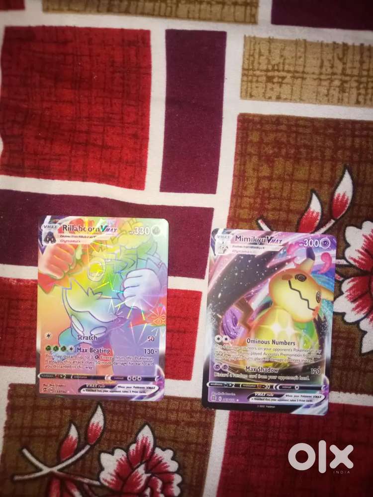 Mimikyu V max + Rilaboom V max Pokemon cards