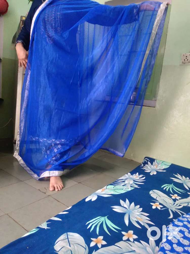 Blue    'lahenga  '  and  blue  'net ki chunni'