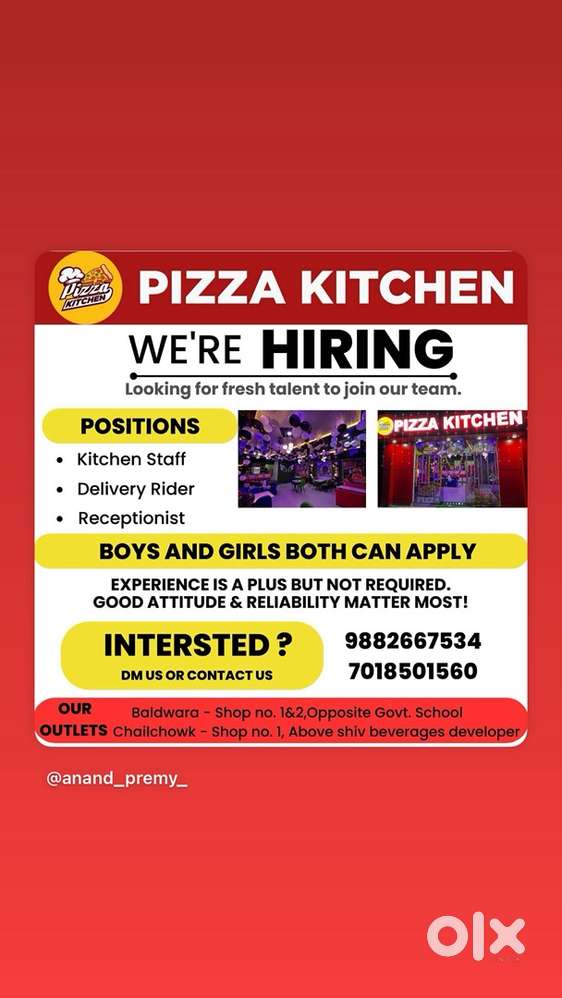 Need a continental chef & helper for cafe