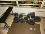 Complete Home Gym Setup - 80kg Weights, Bench, Rods & More