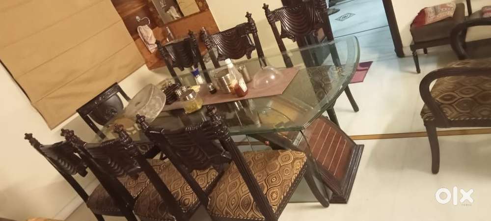 Dinning table, tv unit, crockery unit, bed, kitchen units