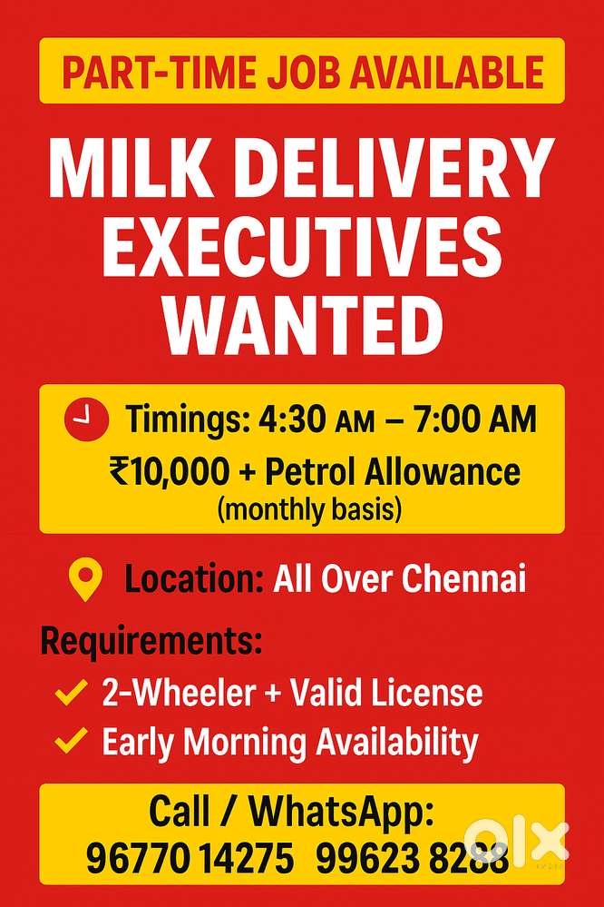 Milk Delivery Part Time Morning