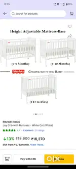 Kids Bed (Crib) with Mattress