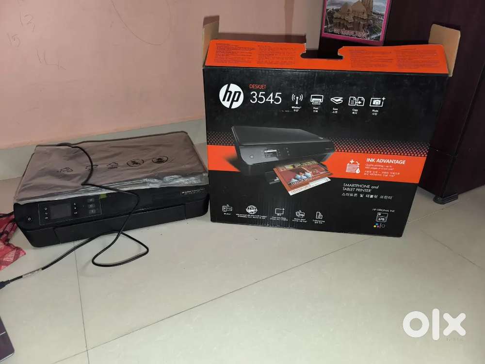 HP Deskjet 3545 Printer (Display Faulty, Scanner OK) with Box & Cables