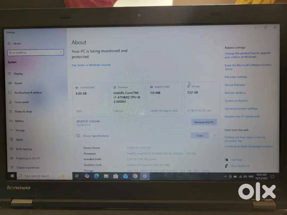 Lenovo I7 Laptop  for sale good condition
