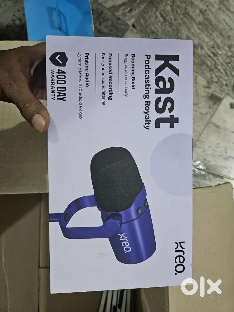 Podcast mics with crane
