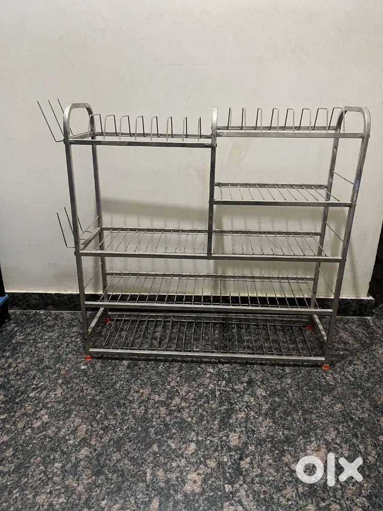 Steelness steel Dish rack & plastic trolly
