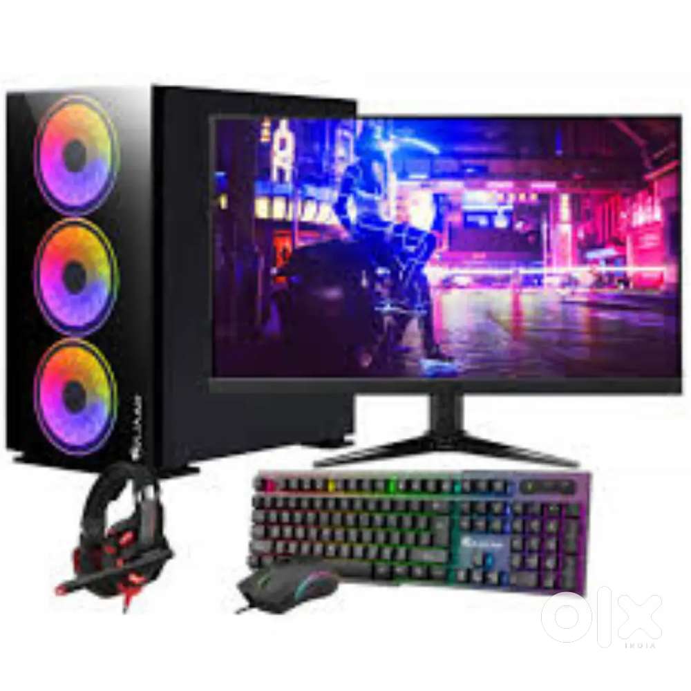 Gaming computer set gaming video editing designing