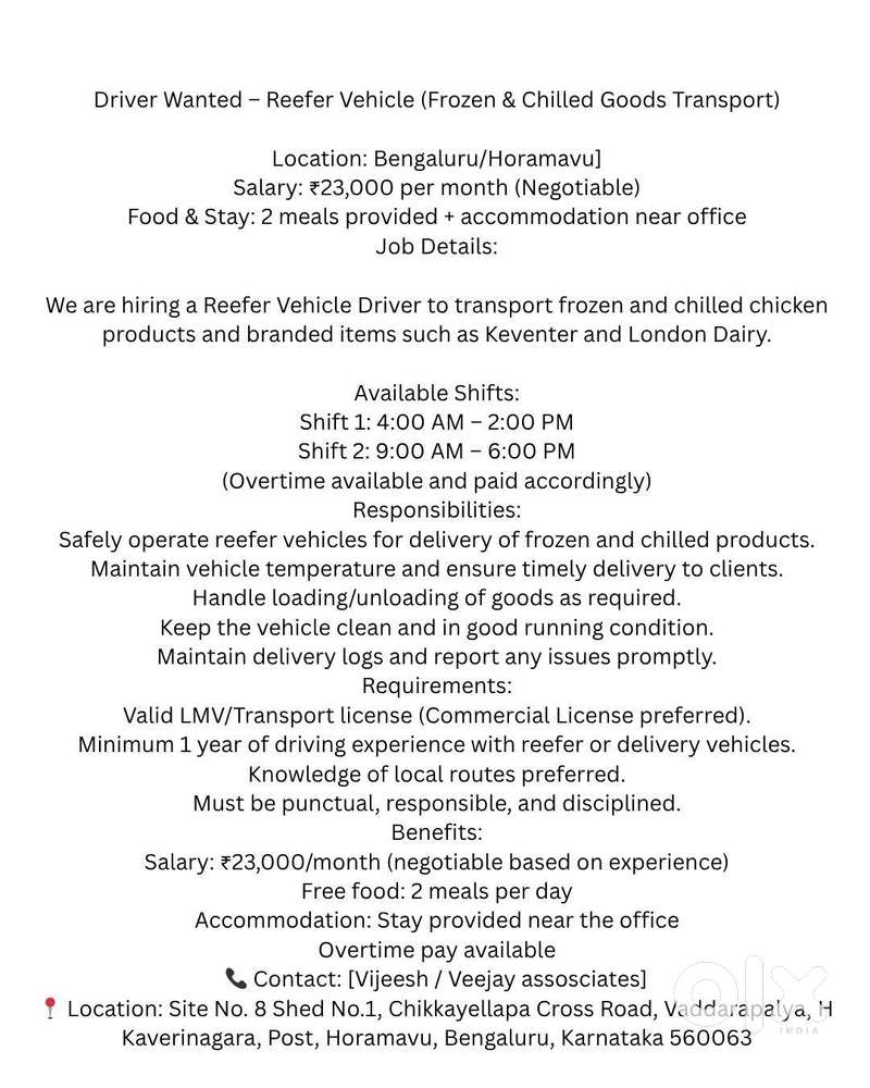 Driver wanted with Local route knowledge