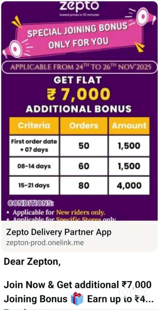 Zepto delivery Raider