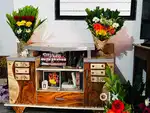 Stylish wooden TV table with storage