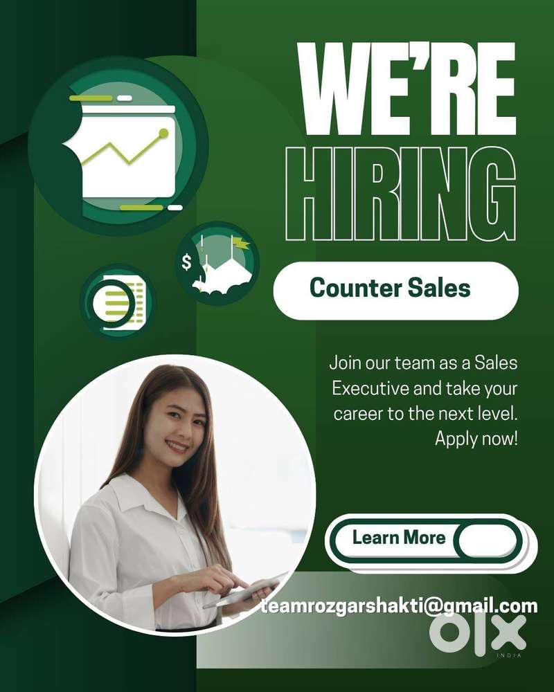 counter Sales Executive preferred female, salary 12000 to 25000