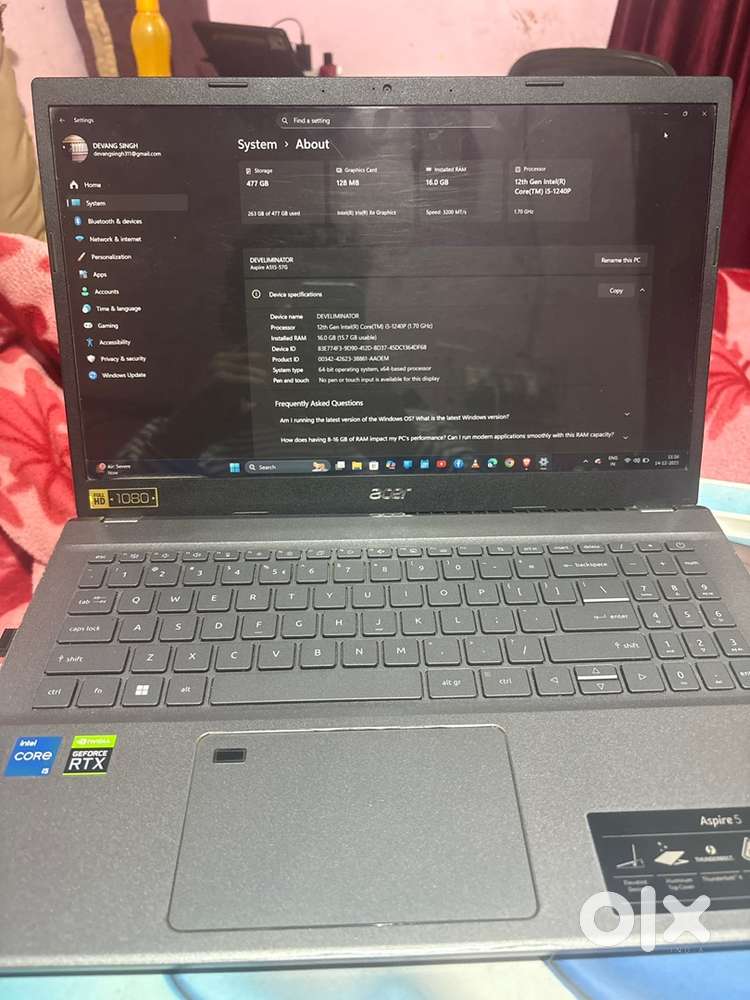 Laptop aspire 5 series