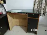 Glass Top Table- Storage Cabinet