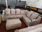 NEW CUP HOLDER L SHAPE SOFA SET WITH ADJUSTABLE HADRESS