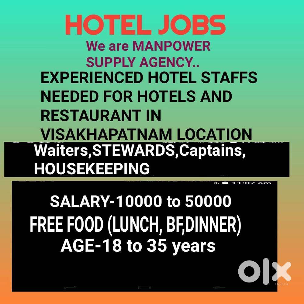 HOTEL STAFFS NEEDED FOR VISAKHAPATNAM LOCATION