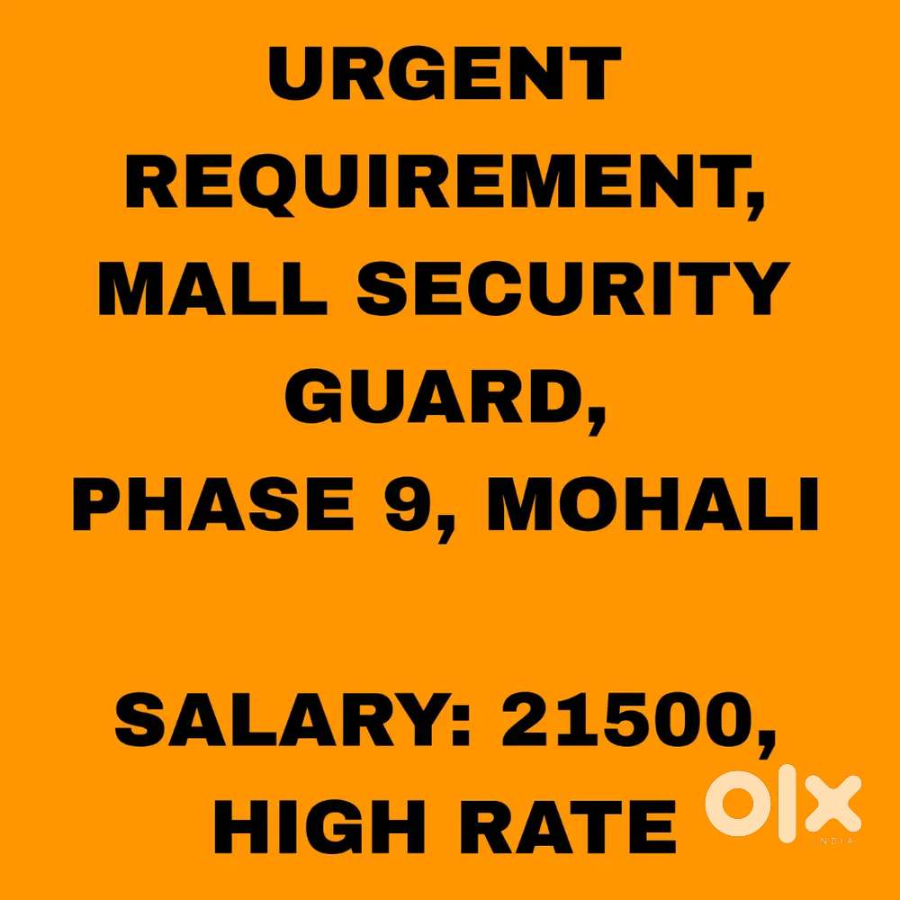Mall Security Guard Job, Mohali, High Salary