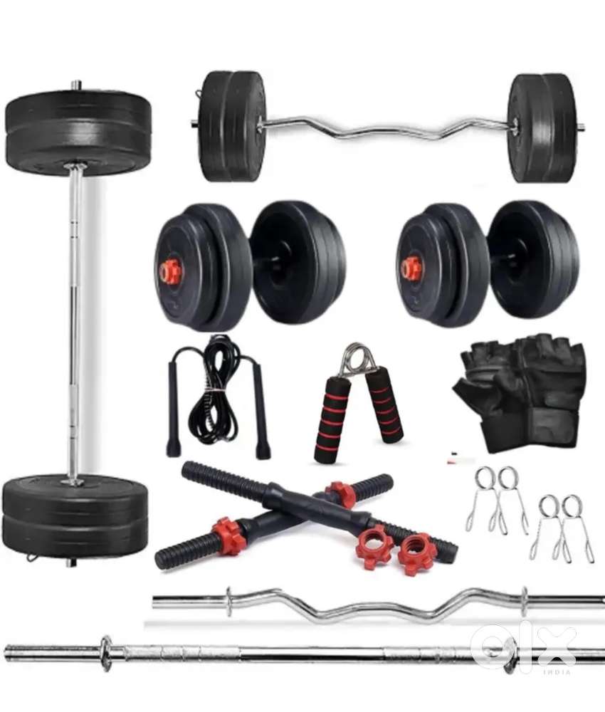30 KG WEIGHTS+ 3FT STRAIGHT & CURL ROD+DUMBBELL 1PAIR+Dumbbell (30 kg)