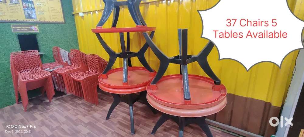 Mixer, Oven, Chairs, Tables, Wooden Counter, Umbrella Shade