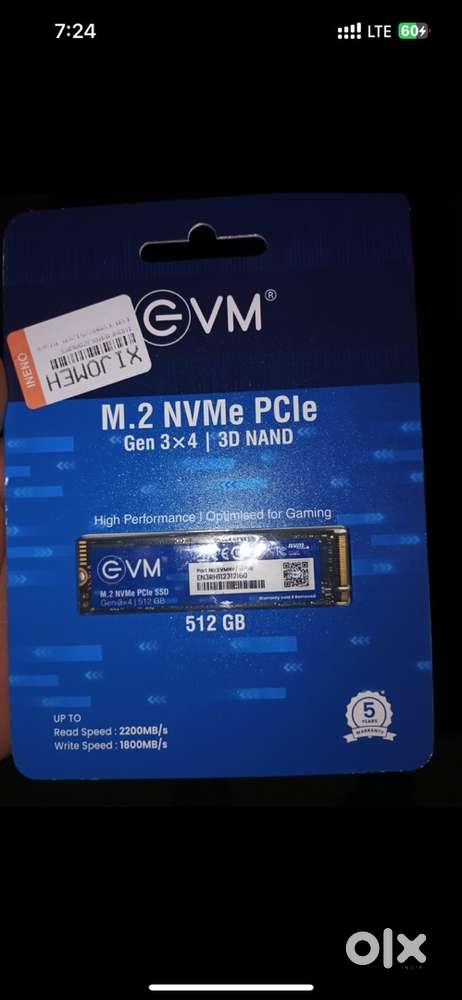 EVM NVMe SSD 512GB Gen3 – Brand New / Unused /Sealed pack