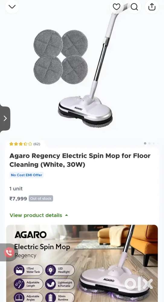New - Agaro Branded Electric Mop
