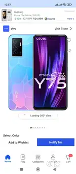 Vivo Y75 4g Network 8gb128gb brand new condition display Finger frint