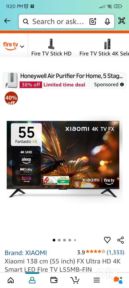 Xiaomi 138 cm (55 inch) FX Ultra HD 4K Smart LED Fire TV L55MB-FIN