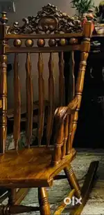 Premium Wooden Rocking Chair with Traditional Carving