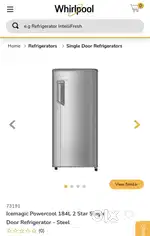 Whirlpool single door refrigerator