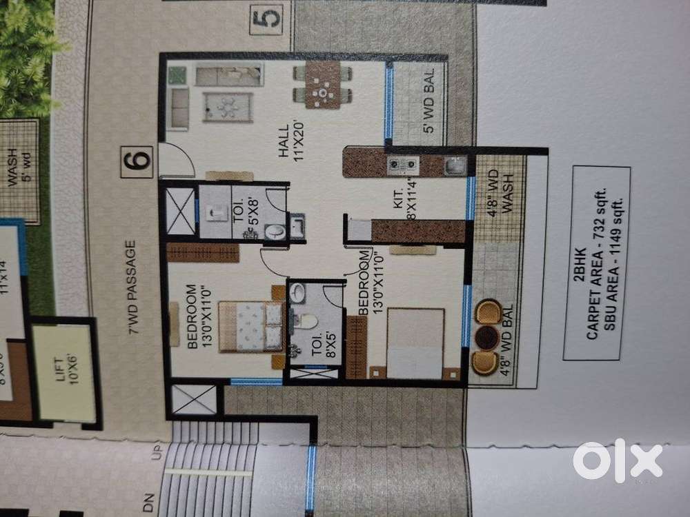 2bhk semi furnished