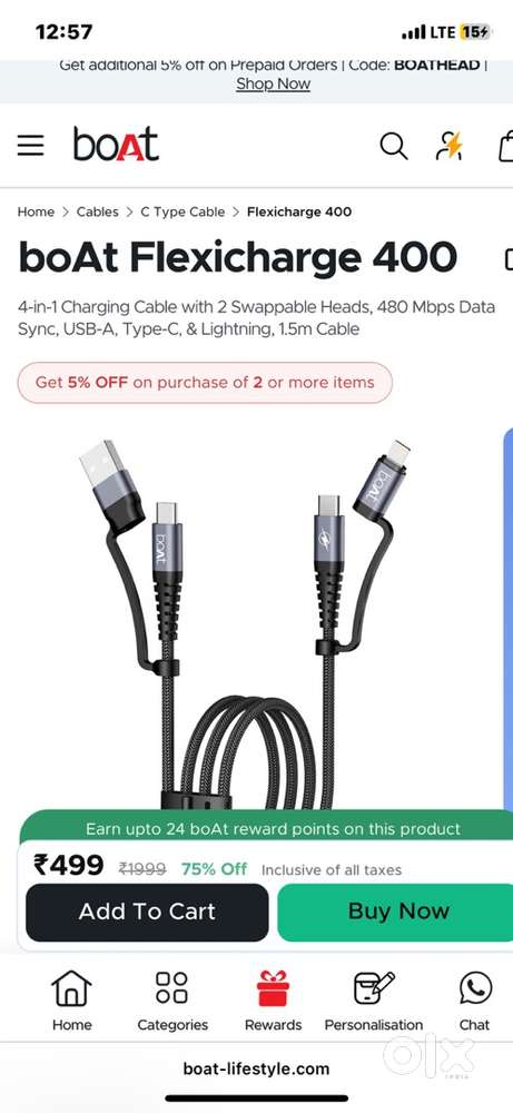 Boat iphone and android cable