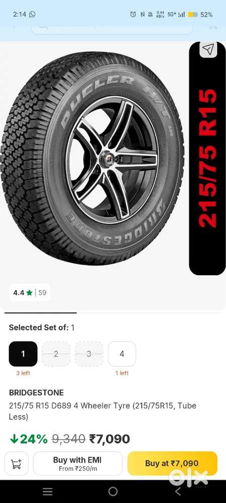 Bridgestone Tyres 215/75 R15 Tyres Brand New With Bill