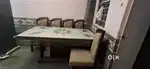Luxury dinning table -- White Glass Top and wooden drawer