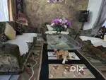 8 seat sofa set with glass table well maintained nice heavy seats