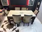 6 seater italian marble dining table