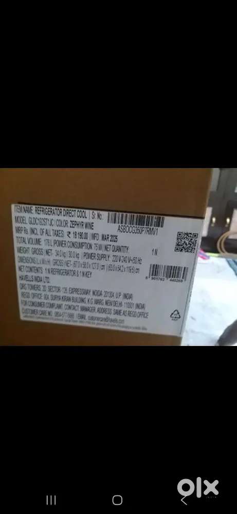 Lyold havells  fridge brand new