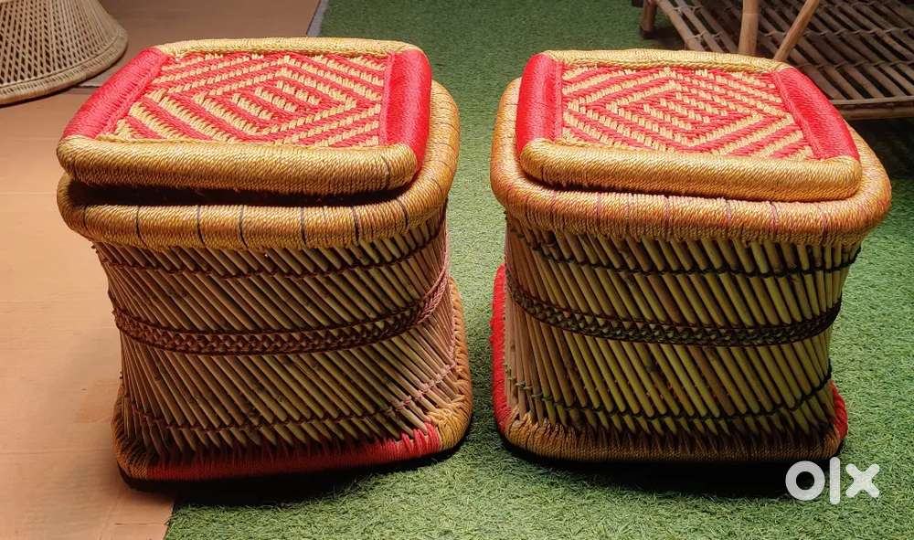 Bamboo mudda combo stool set home decor garden decor flower pot Table