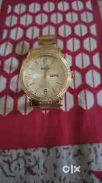 Titan Quartz Analog Champagne Dial Stainless Steel Strap Watch for