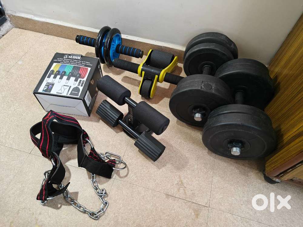 Home Gym Set – Dumbbells 20kg, Ab Roller, Resistance Band, Sit-Up Bar