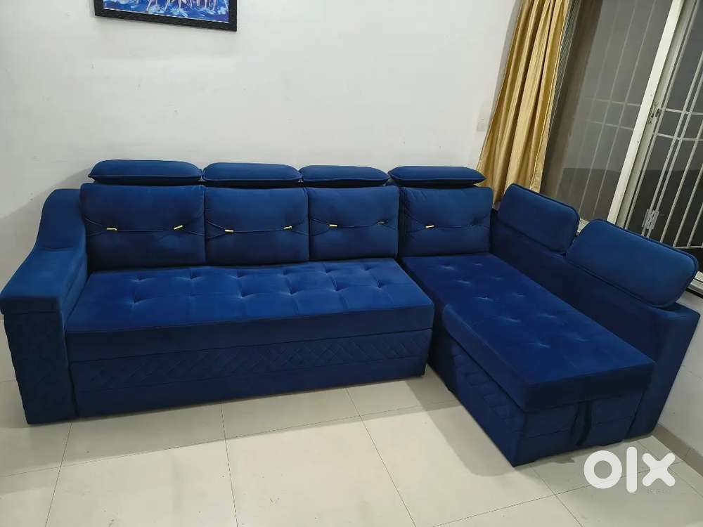 Royal Blue Luxurious Sofa cum bed