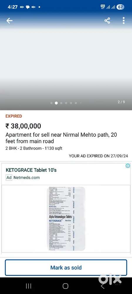 Ready to move appartment/Flat 2 BHK - 1130 sq ft