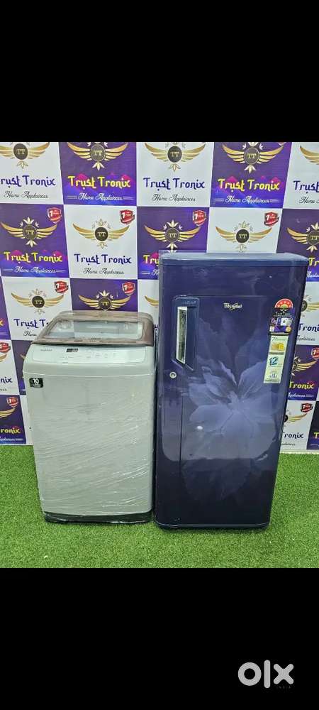 Whirpool single door fridge and samsung washing machine with warranty