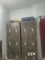 Wooden wardrobe set with mirror