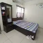 Double box bed with mattress and dressing table