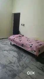 One bed with chair attached washroom almirah