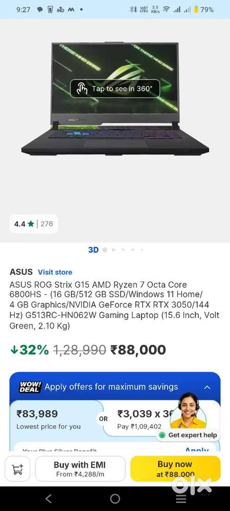 Asus Rog G15 Strix 16 Gb Ram 512 Gb SSD RTX 3050