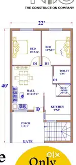 2 Bedroom living room(hall) +dinning kitchen water tank