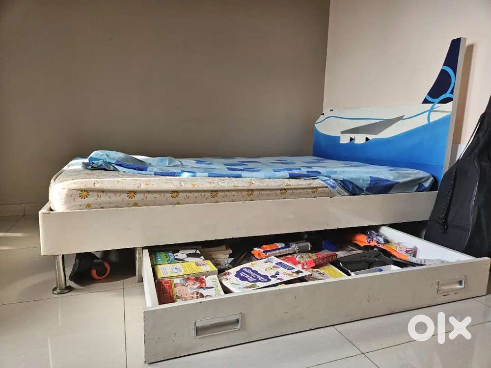 Single bed (4*6 ft) with mattress with book storage