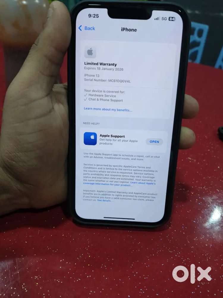 I phone 13 black 128 gb with box warrenty 18 January 2026