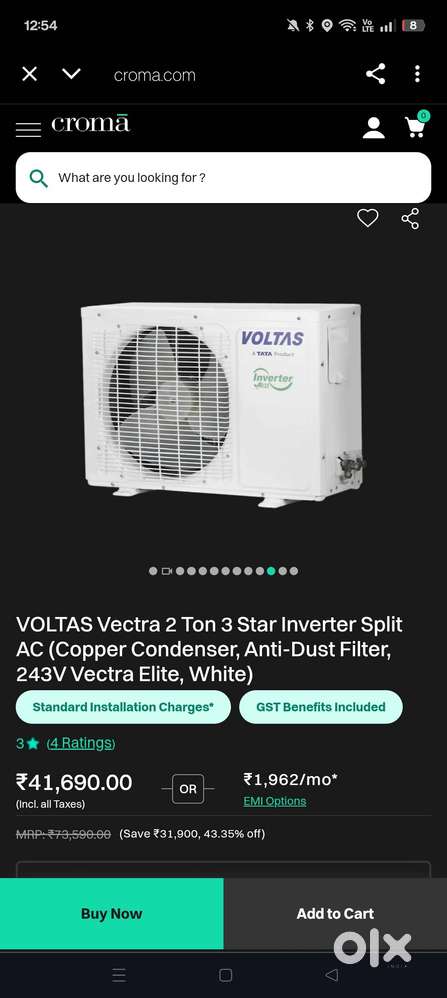 VOLTAS Vectra 2 Ton 3 Star Inverter Split AC